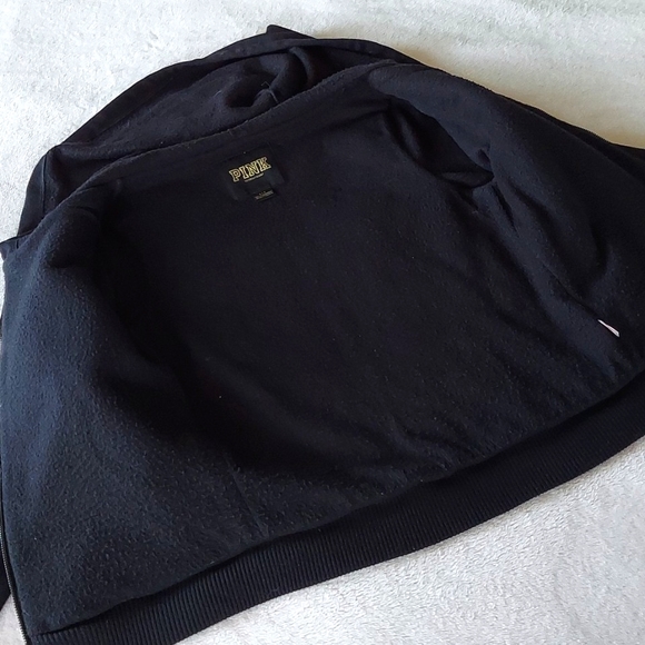 2012 PINK VS Leopard Faux Fur Full Zip Gold Foil Hooded Sweater - Picture 5 of 16